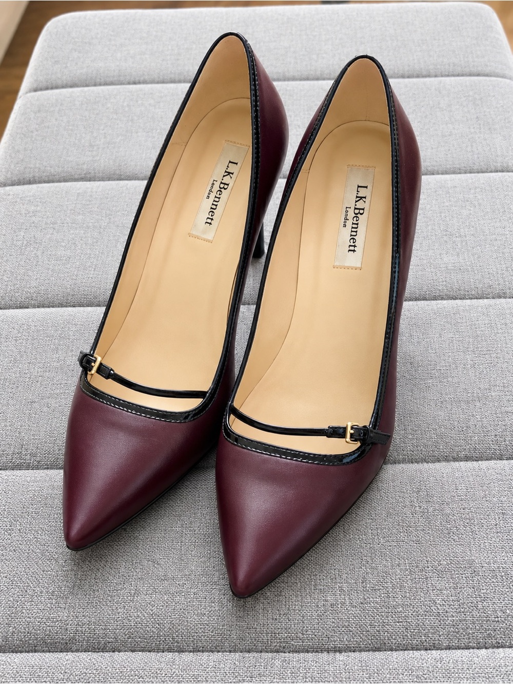 L.K. Bennett London Burgundy Leather Mary Jane Heels – EU 38